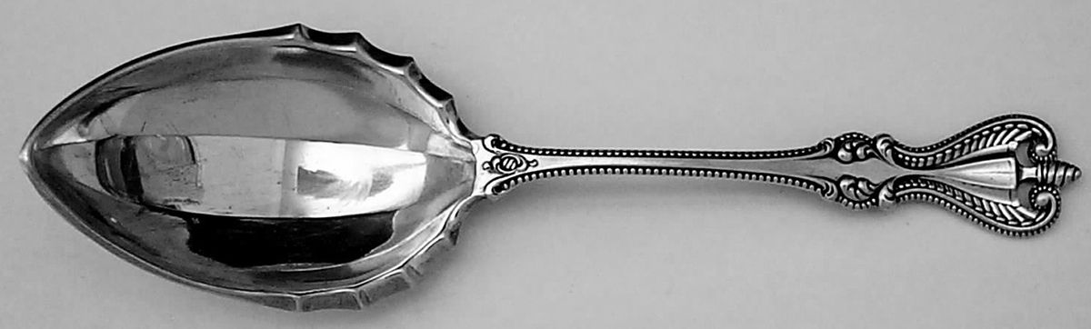 Old Colonial (Sterling, 1895, Monograms) Preserve Spoon by Towle Silver-1