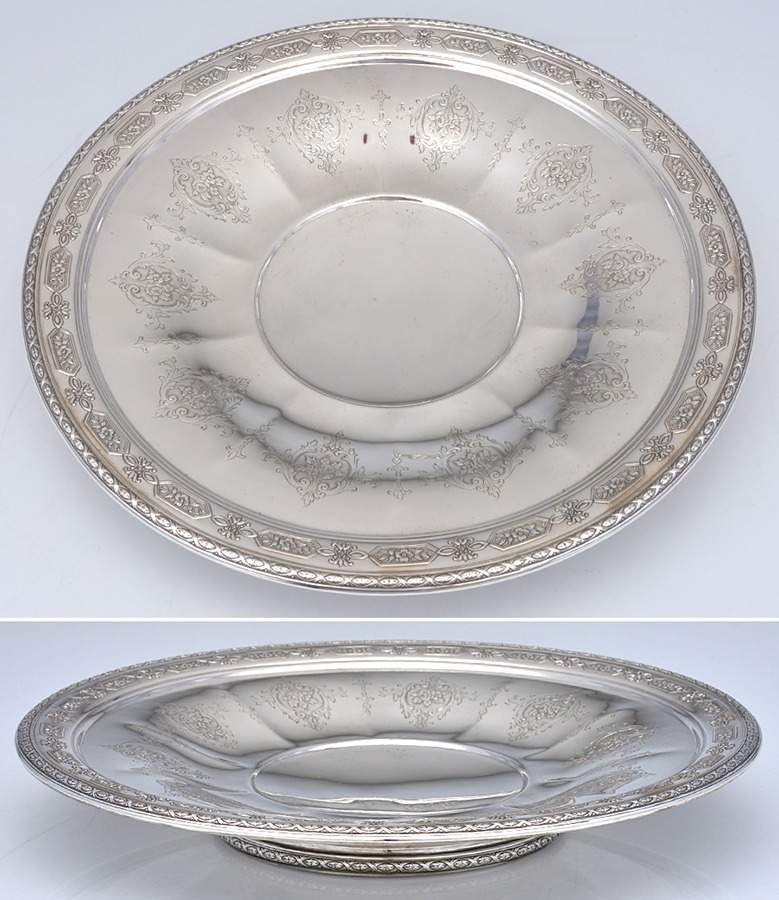 Louis XIV (Sterling, Hollowware) 12" Footed Sandwich Plate by Towle Silver-1