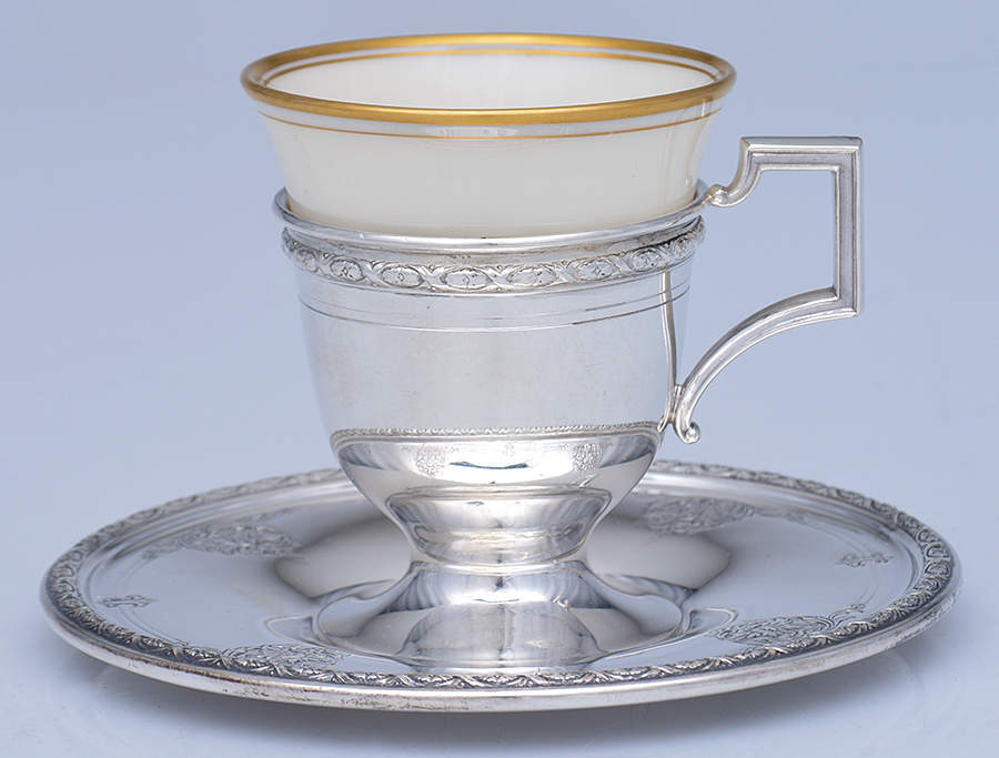Louis XIV (Sterling, Hollowware) Sterling Demitasse Cup, Saucer and Liner by Towle Silver-1