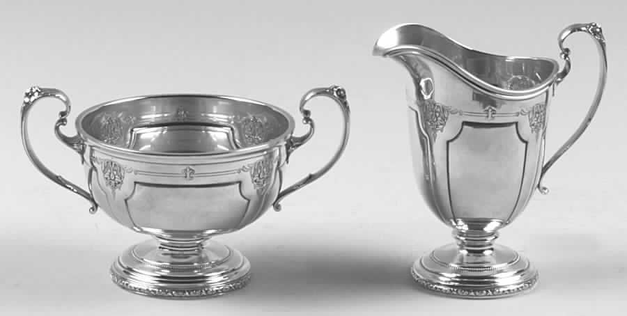 Louis XIV (Sterling, Hollowware) Mini Sterling Creamer and Open Sugar by Towle Silver-1