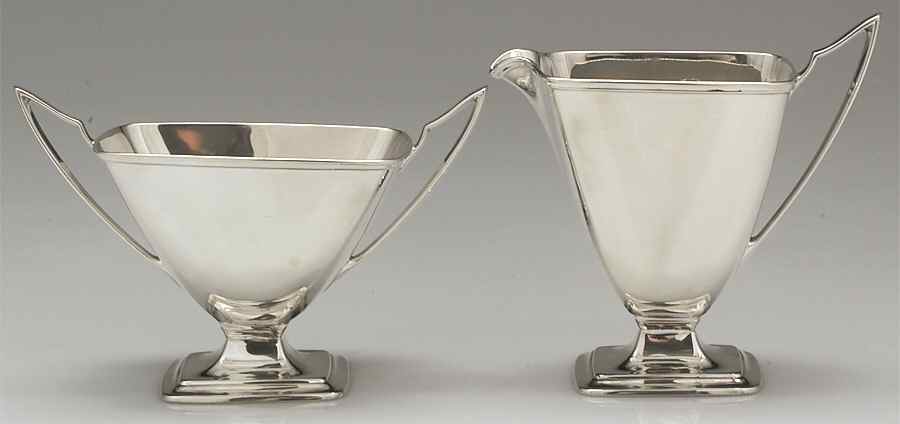Mary Chilton (Sterling, Hollowwaree) Mini Sterling Creamer and Open Sugar by Towle Silver-1