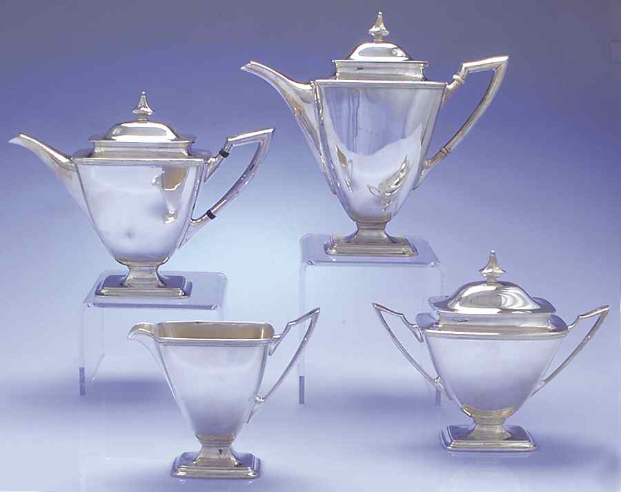 Mary Chilton (Sterling, Hollowwaree) 4 Piece Tea Set (SCP, STP, SCR, SSU) by Towle Silver-1