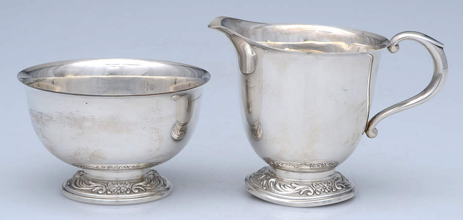 Old Master (Sterling, Hollowware, Towle Mark) Mini Creamer and Open Sugar Set by Towle Silver-1