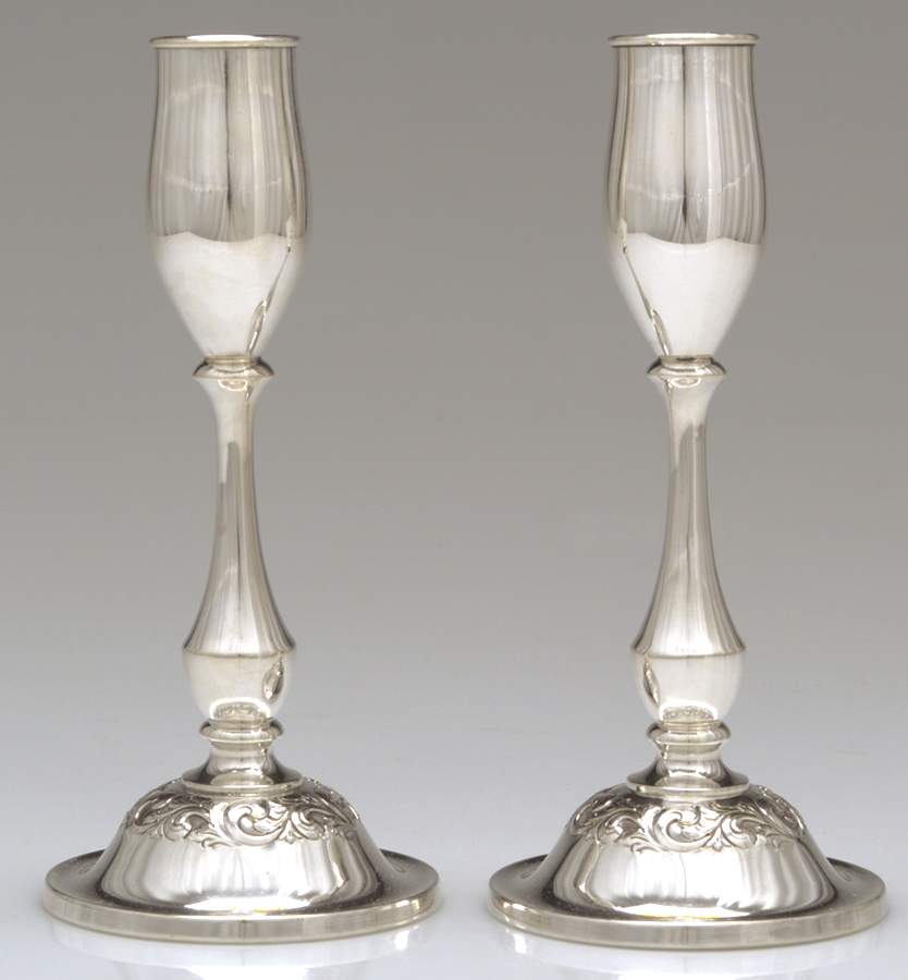 Old Master (Sterling, Hollowware, Towle Mark) Pair of 7" Weighted Candlestick by Towle Silver-1
