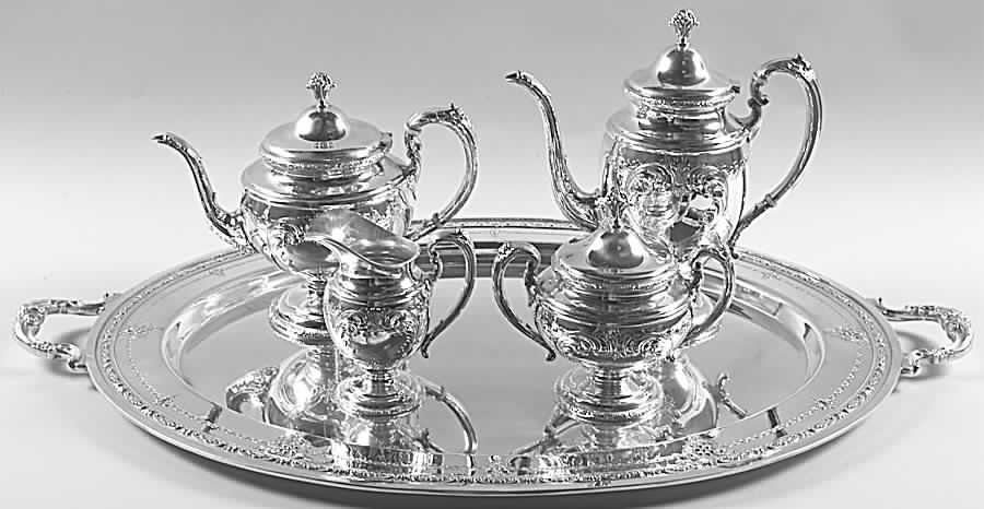 Old Master (Sterling, Hollowware, Towle Mark) 5 Piece Tea Set (SCP, STP, SCR, SSU, WTL) by Towle Silver-1