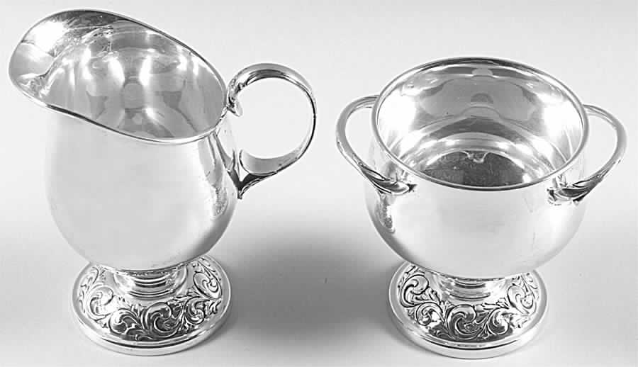 Old Master (Sterling, Hollowware, Towle Mark) Mini Sterling Creamer and Open Sugar by Towle Silver-1