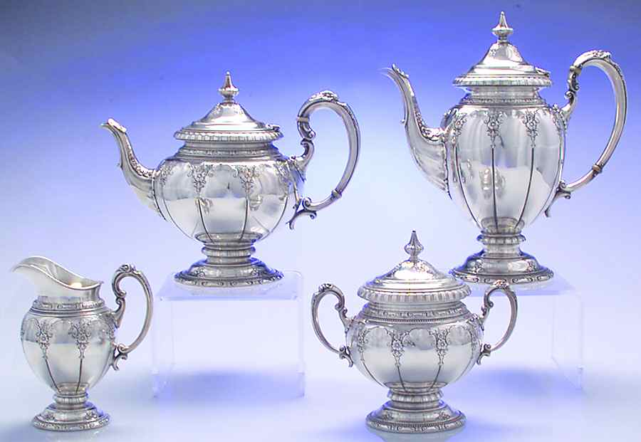 Royal Windsor (Sterling, Hollowware)  4 Piece Tea Set (SCP, STP, SCR, SSU) by Towle Silver-1