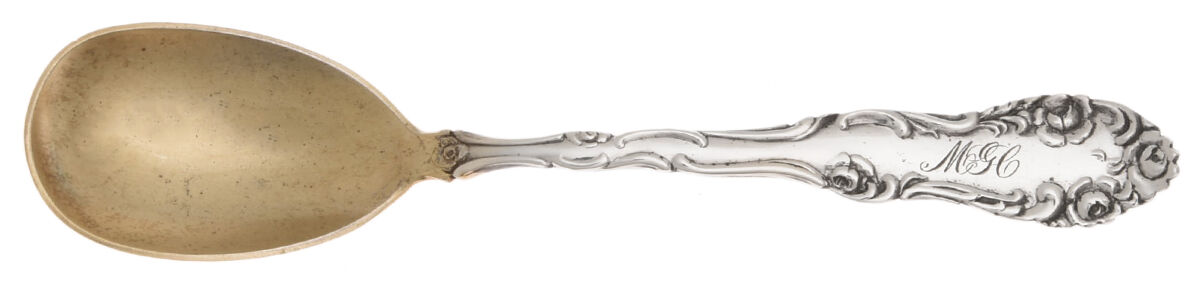 Old English (Sterling, 1892, Monograms) Egg Spoon by Towle Silver-1