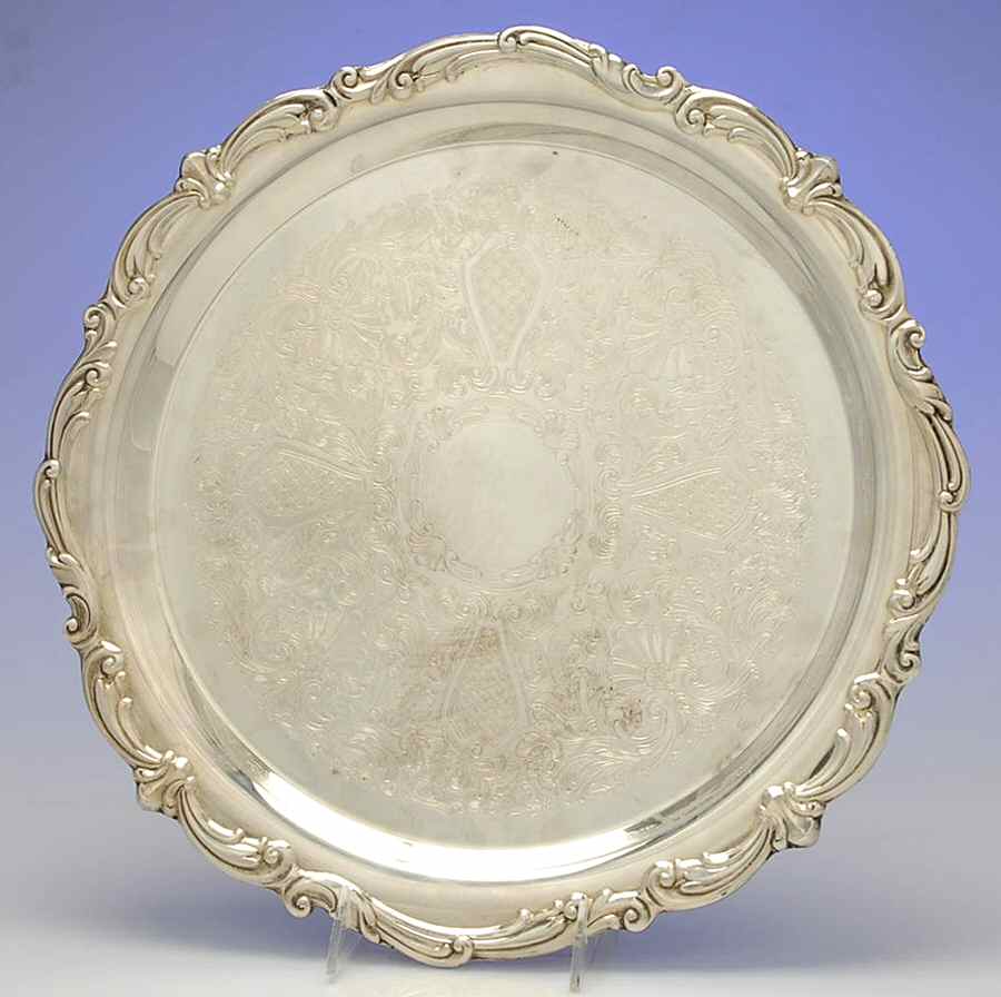 Old Master(Silverplate, Holloware, Scroll Edge) 14" Round Tray by Towle Silver-1