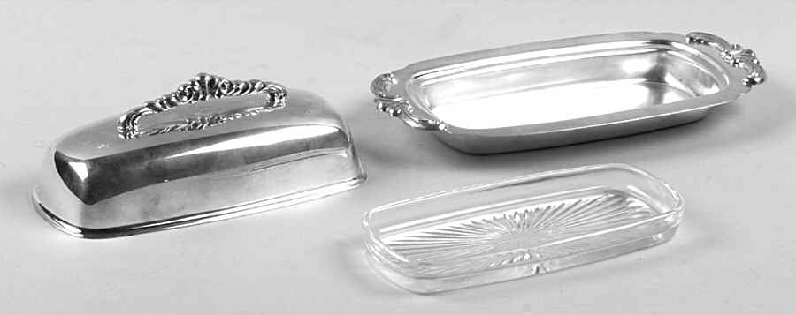 Old Master(Silverplate, Holloware, Scroll Edge) 1/4 Pound Covered Butter & Liner by Towle Silver-1