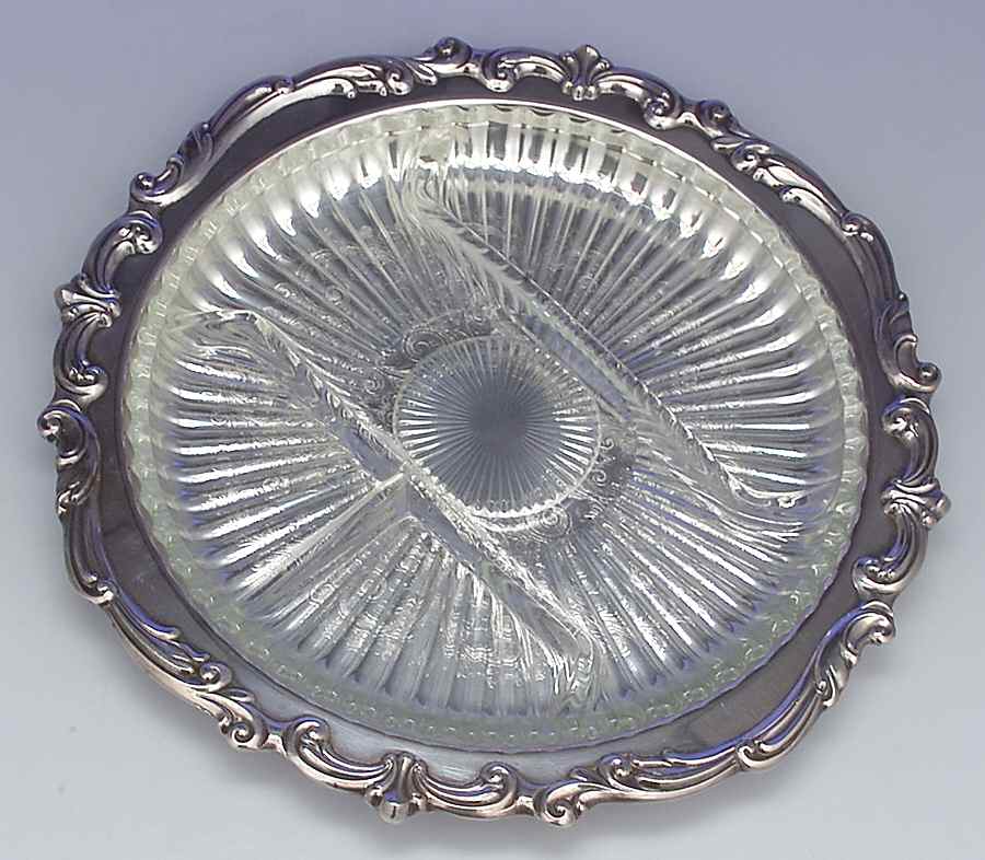 Old Master(Silverplate, Holloware, Scroll Edge) Relish with Glass Liner by Towle Silver-1