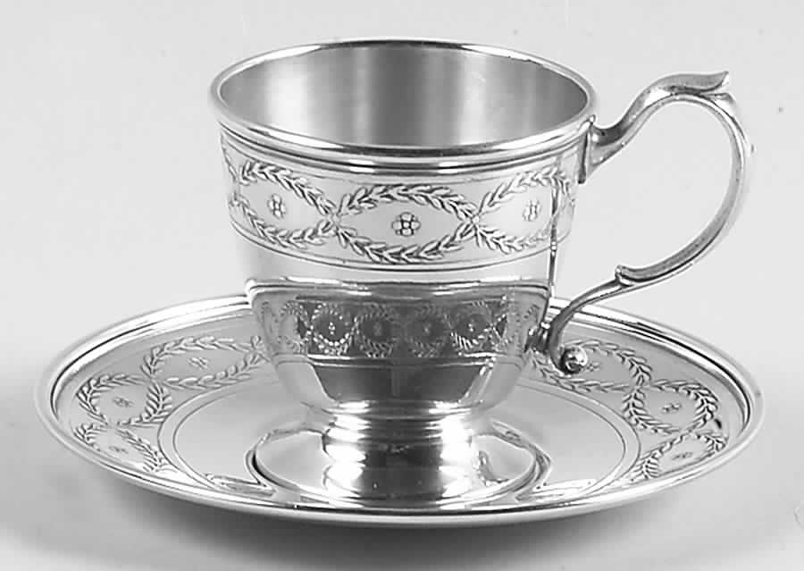 Winthrop (Sterling, 1909, Hollowware) Demitasse Cup and Saucer, No Liner by Tiffany & CO SILVER-1