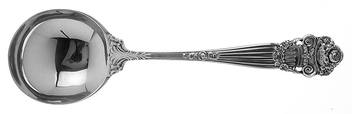 Georgian (Sterling, 1898, Older, Monograms) Round Bowl Soup Spoon (Gumbo) by Towle Silver-1