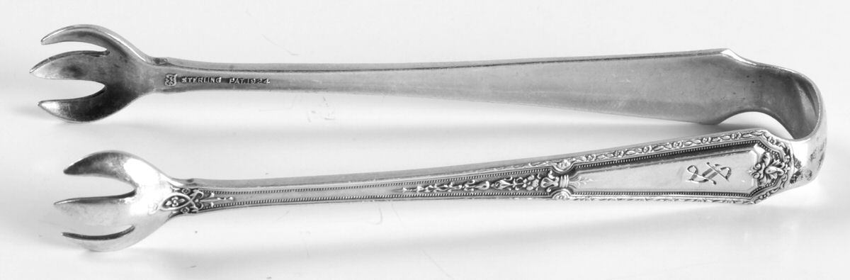 Louis XIV (Sterling, 1924, Monograms) Large Sugar Tongs by Towle Silver-1