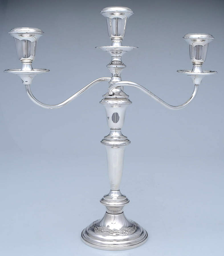 French Provincial (Sterling, 1948, Hollowware) Weighted 3 Light Candelabra by Towle Silver-1