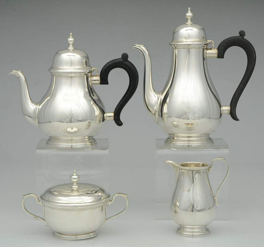 Queen Anne (Sterling, 1870, Hollowware) 4 Piece Tea Set (SCP, STP, SCR, SSU) by Tiffany & CO SILVER-1