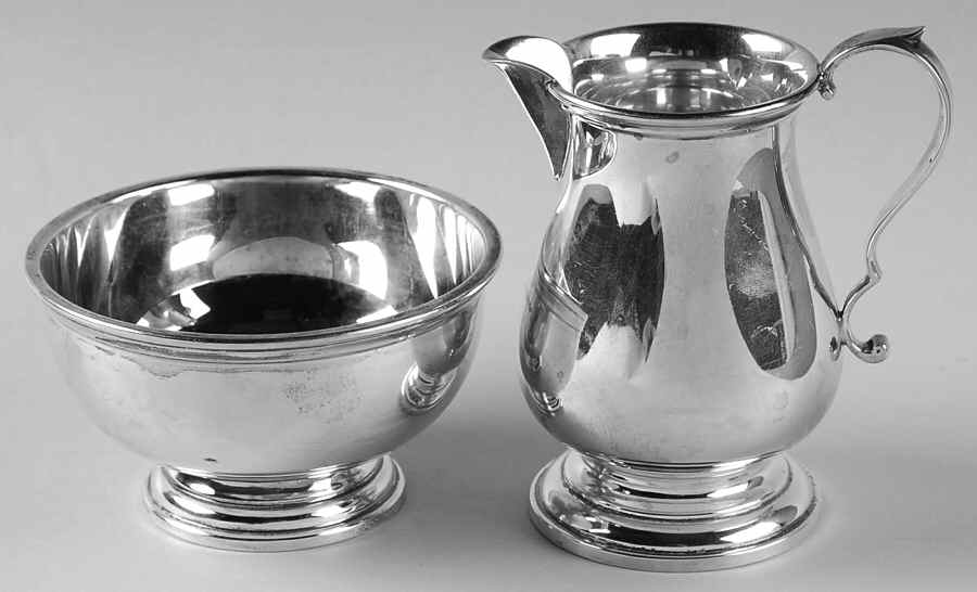 Queen Anne (Sterling, 1870, Hollowware) Mini Sterling Creamer and Open Sugar by Tiffany & CO SILVER-1
