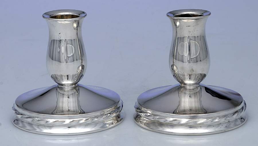 Silver Flutes (Sterling, 1941, Hollowware) Pair of Weighted Candleholders by Towle Silver-1