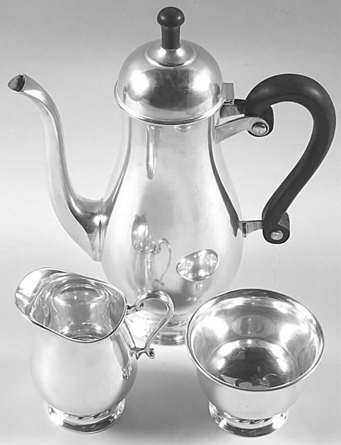 Silver Flutes (Sterling, 1941, Hollowware) 3 Piece Mini Tea Set by Towle Silver-1