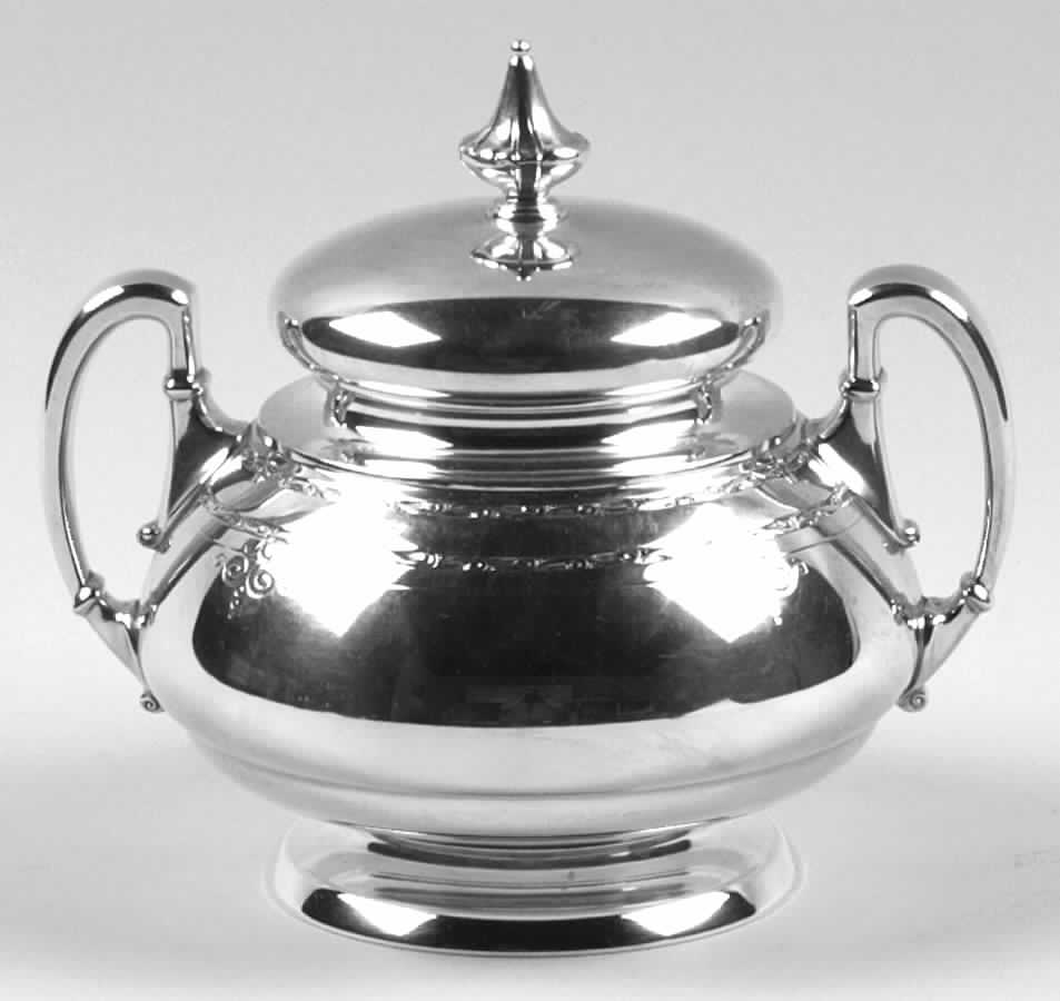Old Lace (Sterling, Hollowware) Sugar Bowl & Lid by Towle Silver-1