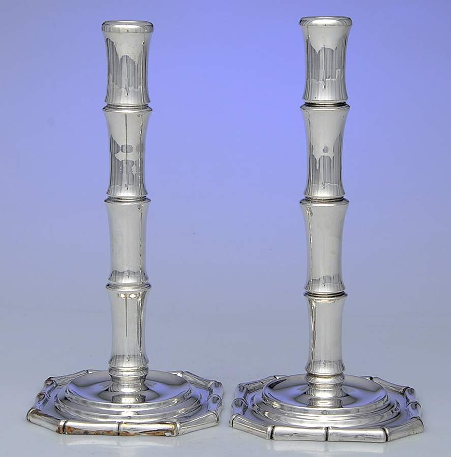 Bamboo (Sterling, 1961, Hollowware) Pair of 9" Candlesticks by Tiffany & CO SILVER-1