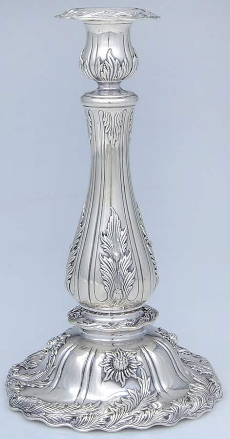 Chrysanthemum (Strl, 1880, Hlwr, 925-1000, FloralEdge) 9" Candlestick by Tiffany & CO SILVER-1