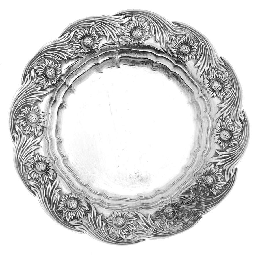 Chrysanthemum (Strl, 1880, Hlwr, 925-1000, FloralEdge) Sterling Butter Pat by Tiffany & CO SILVER-1