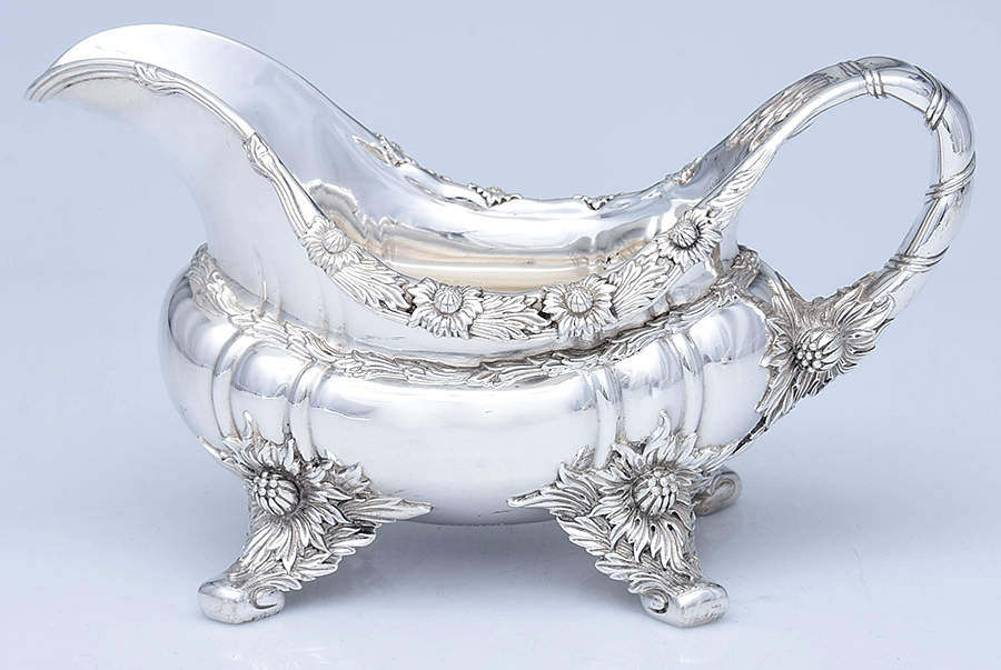 Chrysanthemum (Strl, 1880, Hlwr, 925-1000, FloralEdge) Sauce Boat No Liner by Tiffany & CO SILVER-1