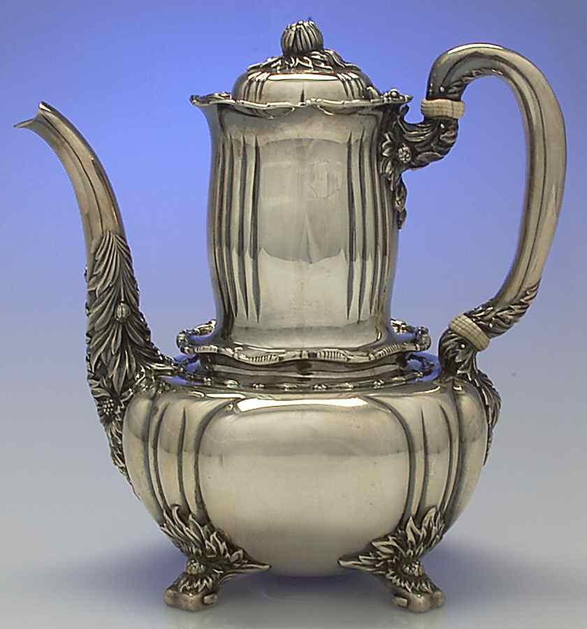 Chrysanthemum (Strl, 1880, Hlwr, 925-1000, FloralEdge) Coffee Pot by Tiffany & CO SILVER-1