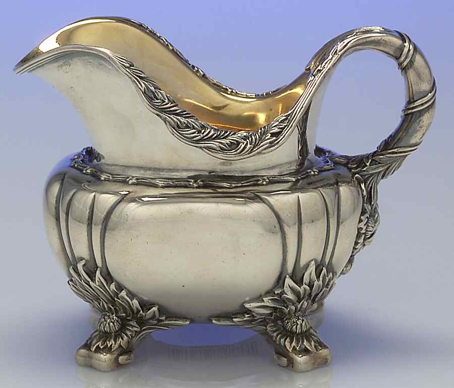 Chrysanthemum (Strl, 1880, Hlwr, 925-1000, FloralEdge) Creamer by Tiffany & CO SILVER-1