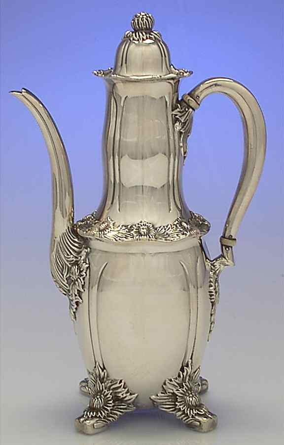 Chrysanthemum (Strl, 1880, Hlwr, 925-1000, FloralEdge) Sterling Demitasse Pot by Tiffany & CO SILVER-1