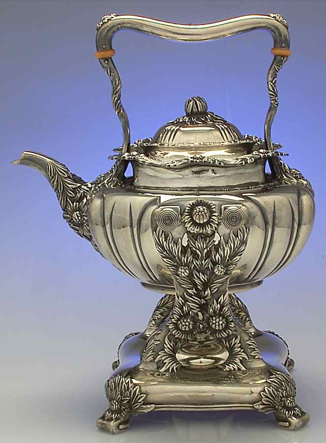 Chrysanthemum (Strl, 1880, Hlwr, 925-1000, FloralEdge) Kettle, Stand & Burner by Tiffany & CO SILVER-1