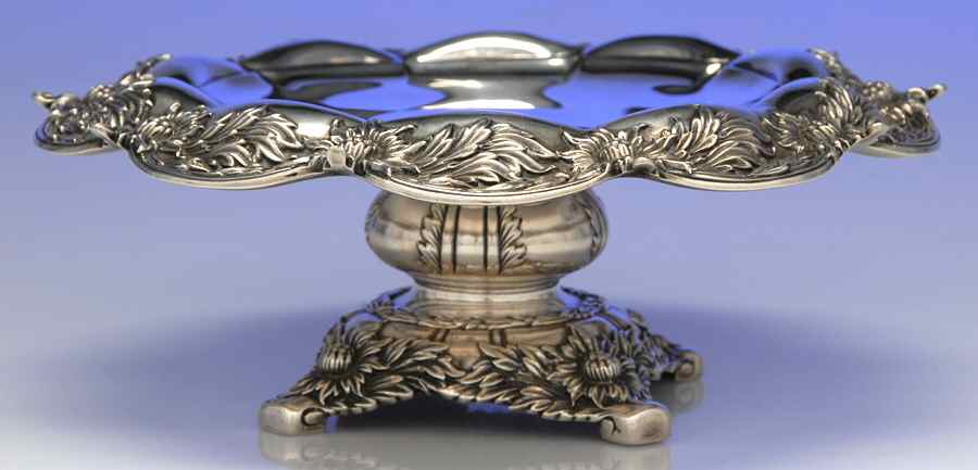 Chrysanthemum (Strl, 1880, Hlwr, 925-1000, FloralEdge) Round Compote (Height X Width) by Tiffany & CO SILVER-1