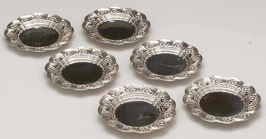 Chrysanthemum (Strl, 1880, Hlwr, 925-1000, FloralEdge) Butter Pat - Set of 6 by Tiffany & CO SILVER-1