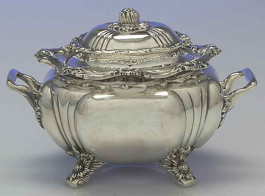 Chrysanthemum (Strl, 1880, Hlwr, 925-1000, FloralEdge) Demi Sugar Bowl by Tiffany & CO SILVER-1