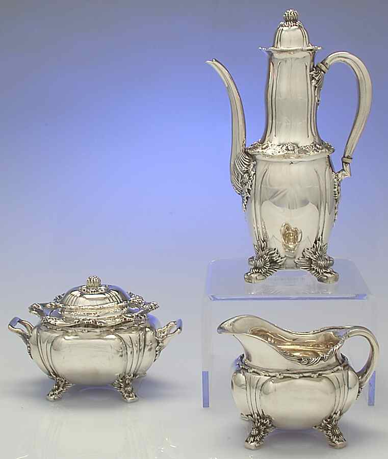 Chrysanthemum (Strl, 1880, Hlwr, 925-1000, FloralEdge) 3 Piece Demi Set by Tiffany & CO SILVER-1