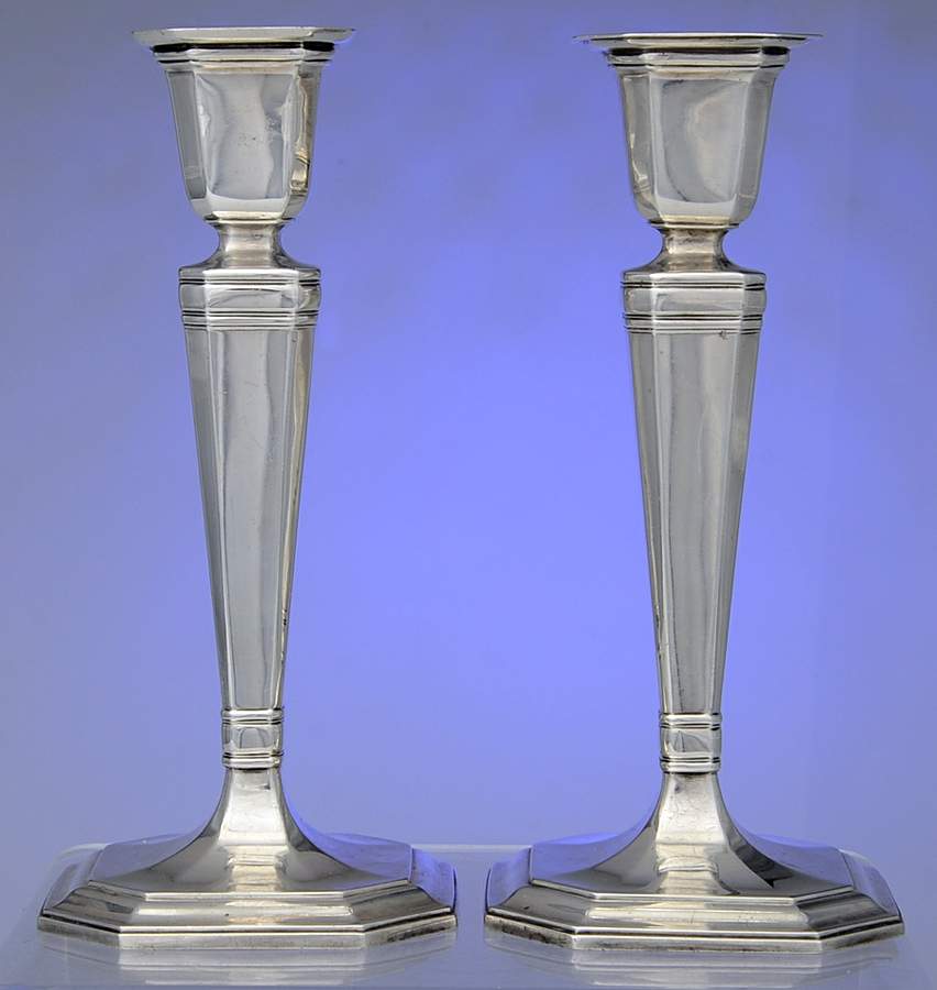 Hampton (Sterling, 1934, Hollowware) Pair of Weighted Candlesticks by Tiffany & CO SILVER-1