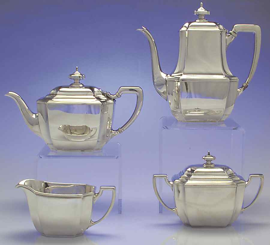 Hampton (Sterling, 1934, Hollowware) 4 Piece Tea Set (SCP, STP, SCR, SSU) by Tiffany & CO SILVER-1