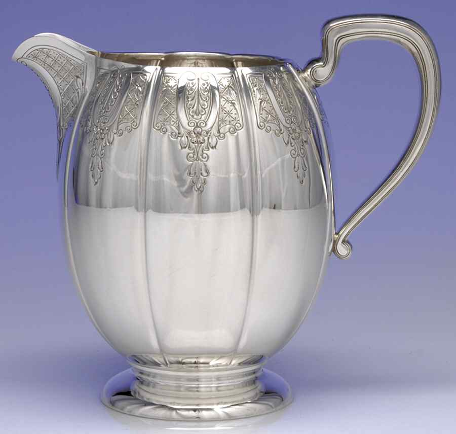 Windsor Castle (Sterling, Hollowware, Hand Chased) Sterling Water Pitcher by Tuttle-1