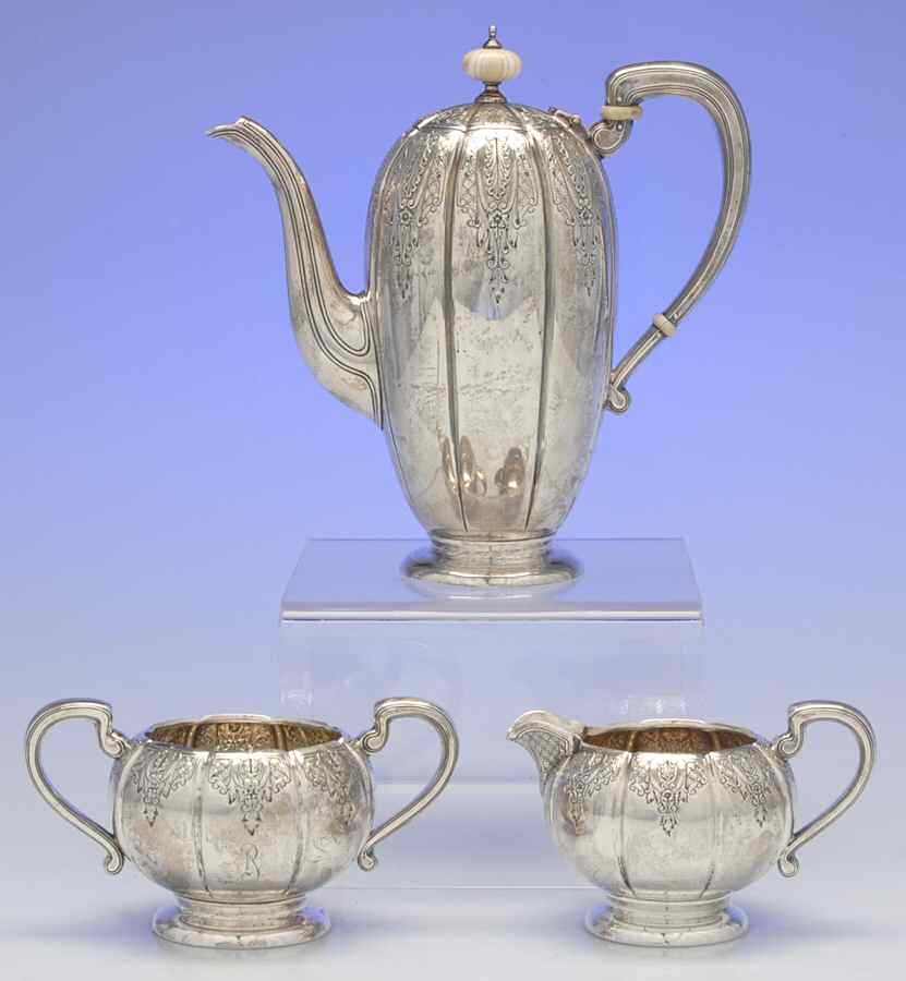 Windsor Castle (Sterling, Hollowware, Hand Chased) 3 Piece Mini Tea Set by Tuttle-1