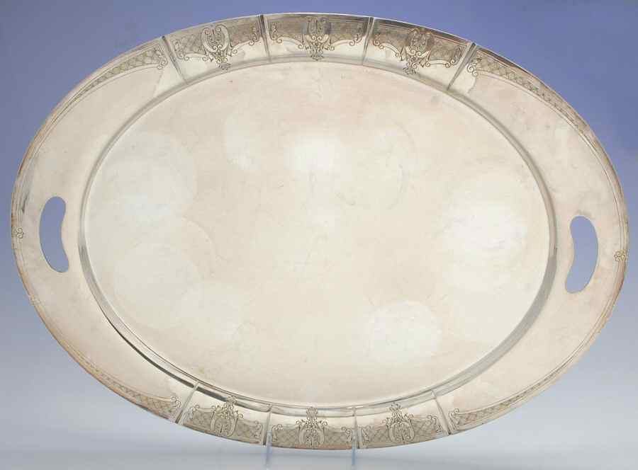 Windsor Castle (Sterling, Hollowware, Hand Chased) Large Waiter Tray by Tuttle-1