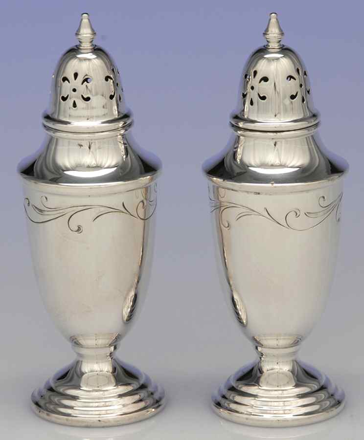 Awakening (Sterling, 1958, Hollowware) Salt and Pepper Set by Towle Silver-1