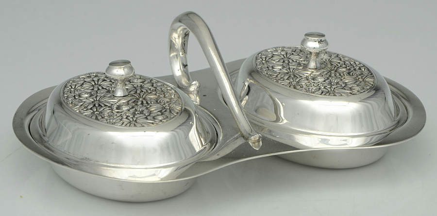 Contessina (Silverplate, Hollowware) 2-Part Silverplate Double Vegetable Bowl by Towle Silver-1