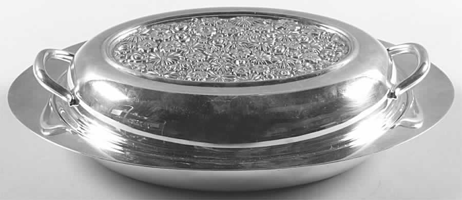 Contessina (Silverplate, Hollowware) 12" Divided Oval Vegetable Bowl with Liner by Towle Silver-1