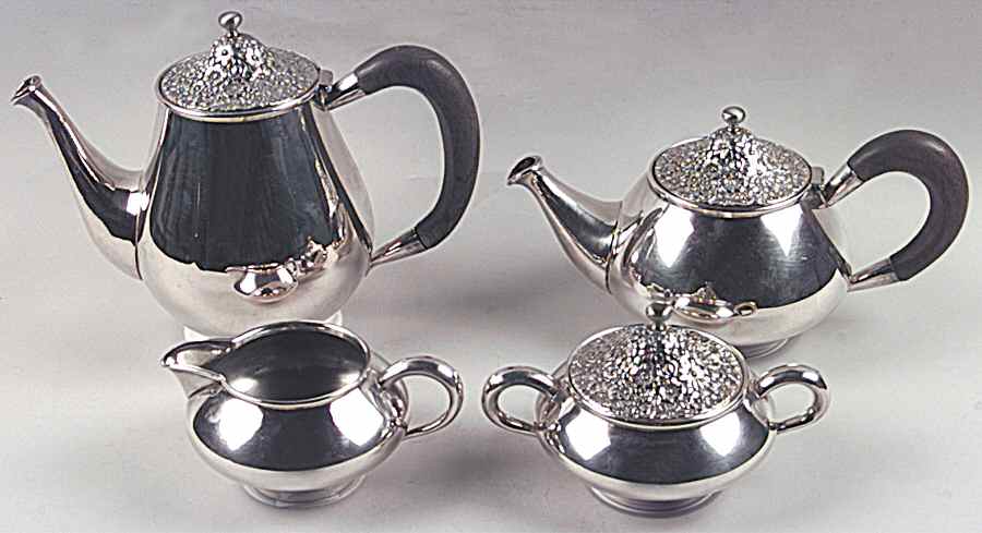 Contessina (Silverplate, Hollowware) (4 Piece) Silverplate Tea Set by Towle Silver-1