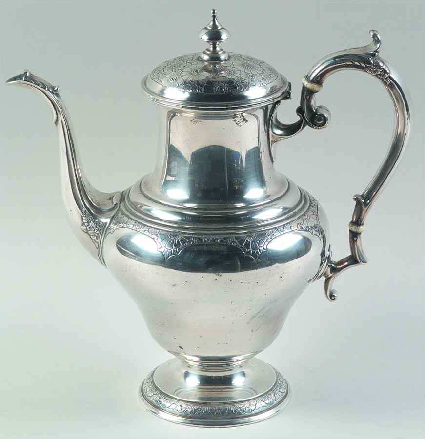 Old Brocade (Sterling, 1932, Hollowware) Coffee Pot by Towle Silver-1