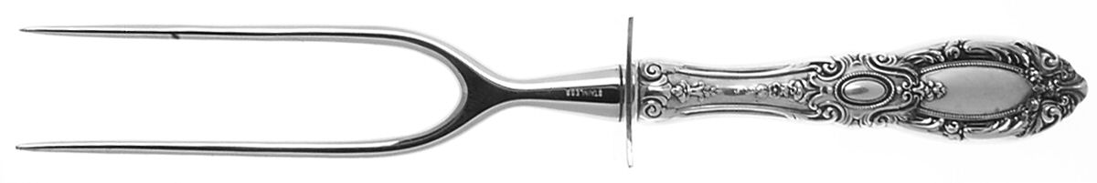 King Richard (Sterling, 1932, No Monos) Large Stainless-Prong Roast Carving Fork by Towle Silver-1