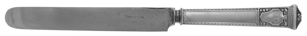 San Lorenzo (Sterling, 1916, Monograms) Blunt Hollow Knife with Bolster by Tiffany & CO SILVER-1