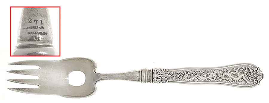 Olympian (Sterling, 1878, Monograms) Individual Fish Fork Hollow Handle Ind. Strl Tines by Tiffany & CO SILVER-1