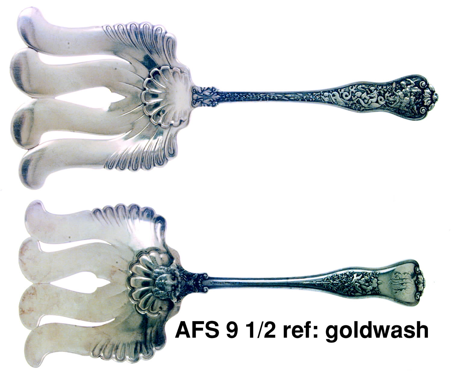 Olympian (Sterling, 1878, Monograms) Large Solid Asparagus Serving Fork by Tiffany & CO SILVER-1